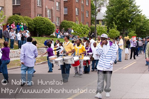 A marching band performs at Grand Old Day on 7 June 2009